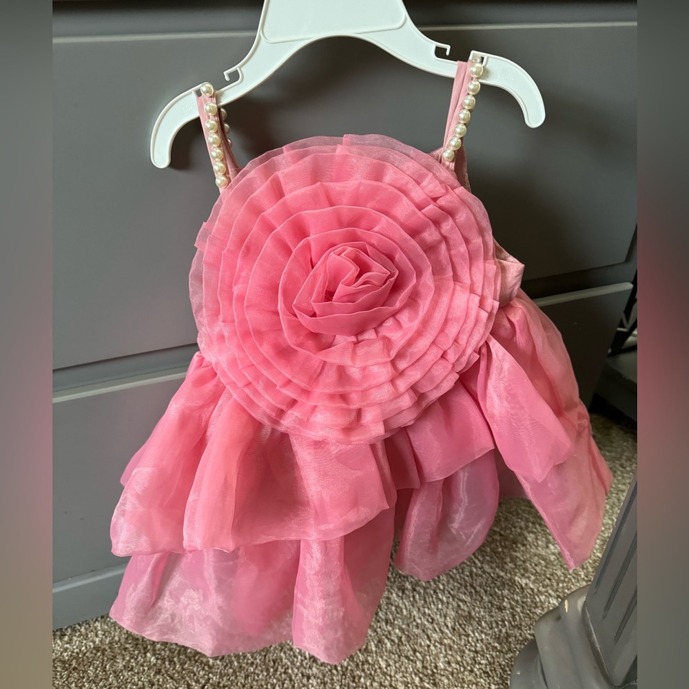 Pink dress with pearl strap detail